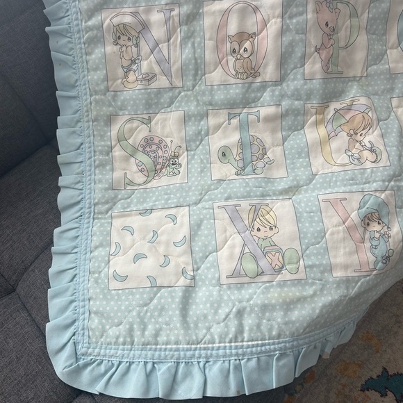 Vintage Precious Moments Alphabet Quilt (has stains/loose threads, but GUC) - Picture 2 of 16